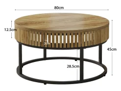 Mesa de Café Redonda de 80 cm, Mesa de Centro de Cocktail Circular Rural para Sala de Estar, Marrom Claro^Tribesigns Outlet