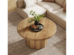 Mesa de Café Redonda de 80cm para Sala de Estar, Mesa de Cocktail Central Redonda no Estilo Rural^Tribesigns Clearance