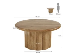 Mesa de Café Redonda de 80cm para Sala de Estar, Mesa de Cocktail Central Redonda no Estilo Rural^Tribesigns Clearance