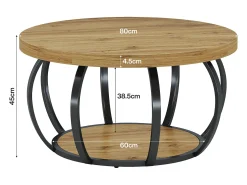 Discount Mesa de Café Redonda, Mesa de Café Circular de 2 Andares com Prateleiras de Armazenamento, Mesa de Centro Moderna de Acento de Madeira Mesa Lateral de Sofá Mesa De Centro