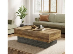Mesa de Café Rural de 140 cm, Mesa de Chá Retangular Grande para Sala de Estar^Tribesigns Best