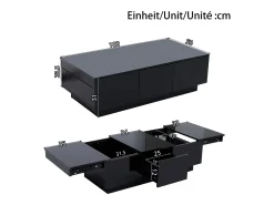 Best Mesa de café 100x31x50 cm - com 2 gavetas - Acabamento brilhante - Painéis de partículas - Mesa De Centro