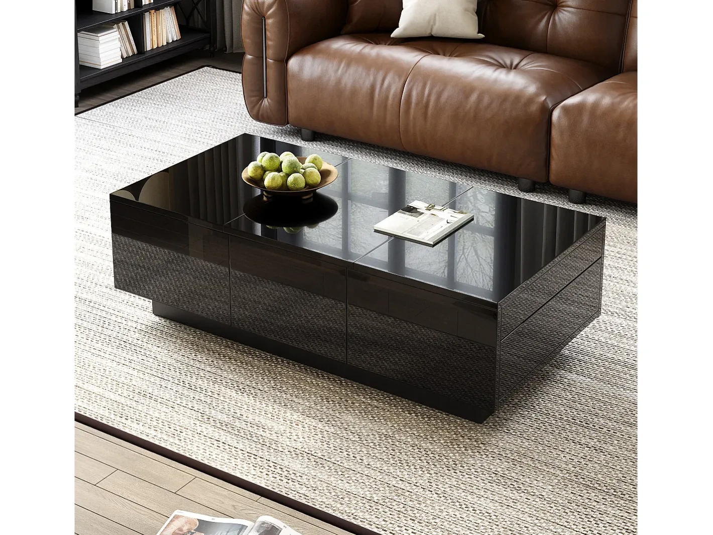 Best Mesa de café 100x31x50 cm - com 2 gavetas - Acabamento brilhante - Painéis de partículas - Mesa De Centro