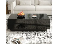 Best Mesa de café 100x31x50 cm - com 2 gavetas - Acabamento brilhante - Painéis de partículas - Mesa De Centro