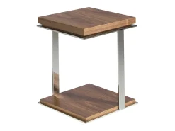 Angel Cerda Mesa De Apoio*Mesa de canto quadrada em nogueira e aço cromado 2038 Castanho