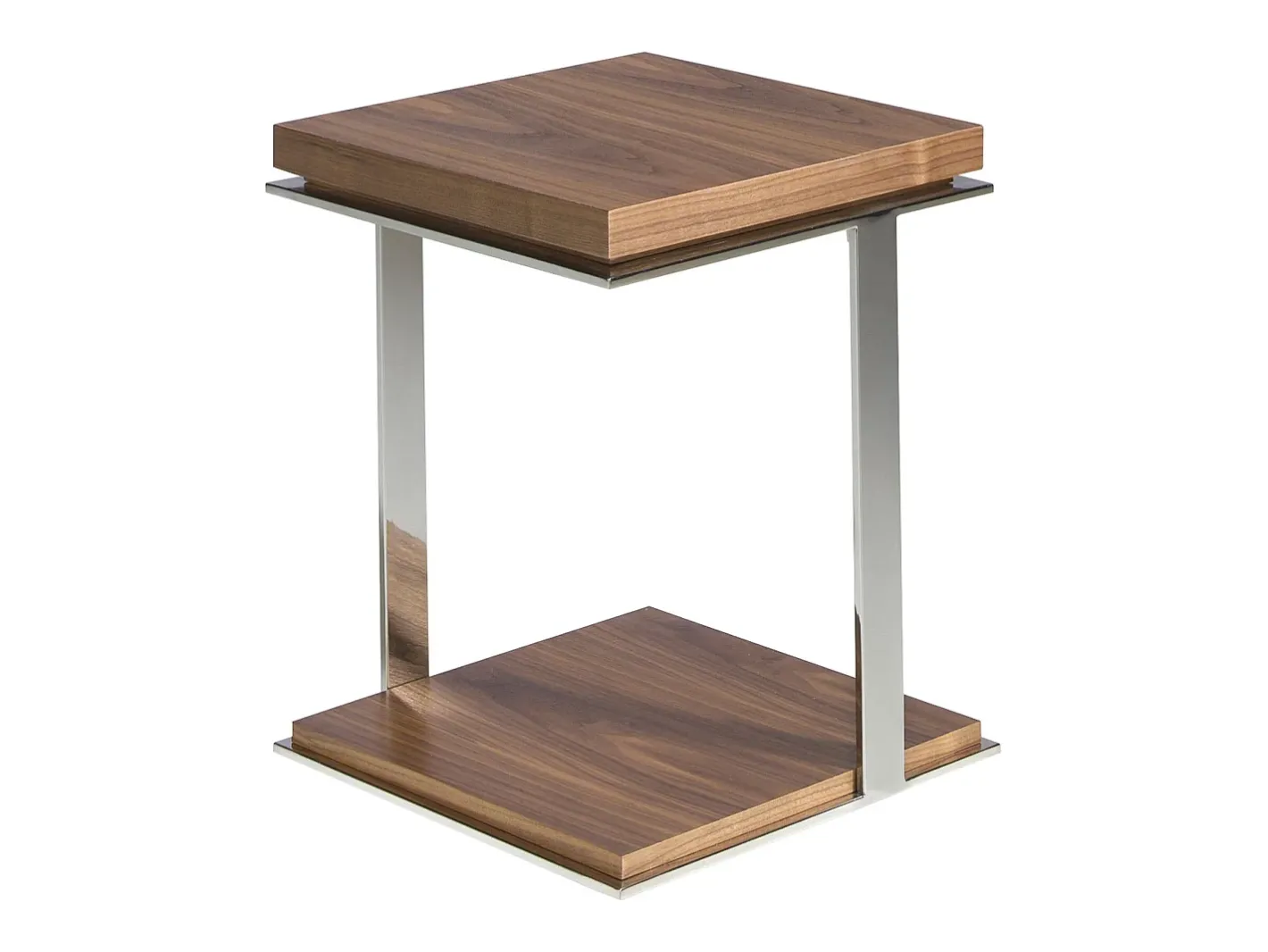 Angel Cerda Mesa De Apoio*Mesa de canto quadrada em nogueira e aço cromado 2038 Castanho
