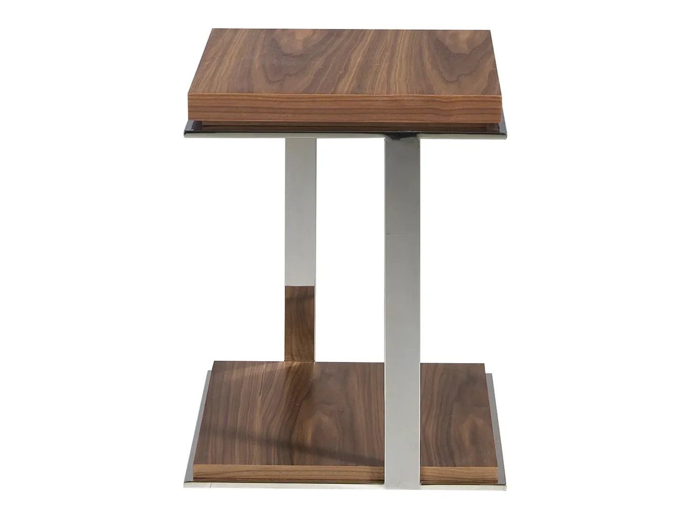 Angel Cerda Mesa De Apoio*Mesa de canto quadrada em nogueira e aço cromado 2038 Castanho