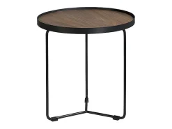 Mesa de canto redonda em nogueira e aço preto 2028^Angel Cerda Discount