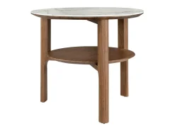Mesa de canto redonda em mármore de porcelana e nogueira 2047*Angel Cerda Discount