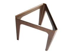 Mesa de canto triangular em vidro temperado e nogueira 2107*Angel Cerda Discount