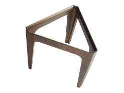 Mesa de canto triangular em vidro temperado e nogueira 2107*Angel Cerda Discount