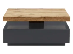 Mesa de centro - 1 gaveta e tampo giratório - MDF - Cor: antracite e carvalho. KYRIA*Vente-unique