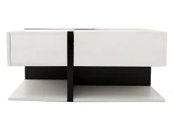 Discount Mesa de centro - 4 gavetas - espaço de arrumação na parte inferior - 78x78x36cm - Branco e Preto Mesa De Centro