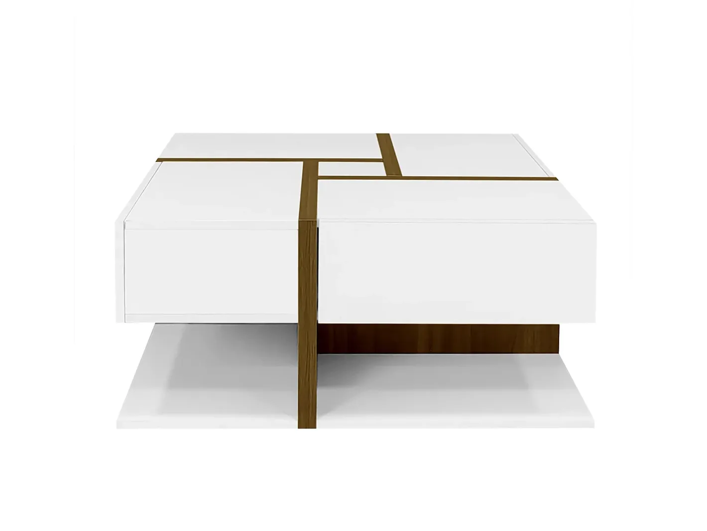 Sale Mesa de centro - 4 gavetas - espaço de arrumação na parte inferior - 78x78x36cm - Branco e Castanho Mesa De Centro