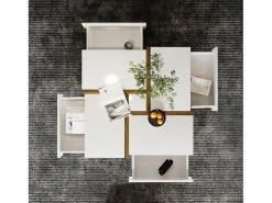 Sale Mesa de centro - 4 gavetas - espaço de arrumação na parte inferior - 78x78x36cm - Branco e Castanho Mesa De Centro
