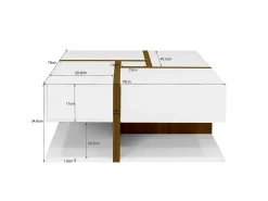 Sale Mesa de centro - 4 gavetas - espaço de arrumação na parte inferior - 78x78x36cm - Branco e Castanho Mesa De Centro