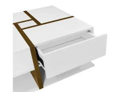 Sale Mesa de centro - 4 gavetas - espaço de arrumação na parte inferior - 78x78x36cm - Branco e Castanho Mesa De Centro