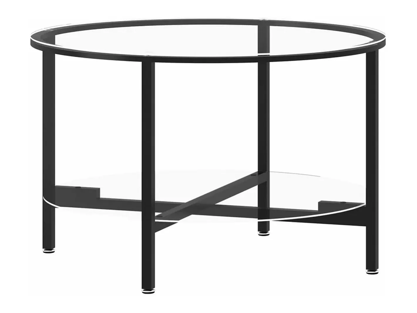 vidaxl Mesa De Apoio*Mesa de centro 70 cm vidro temperado e transparente Preto