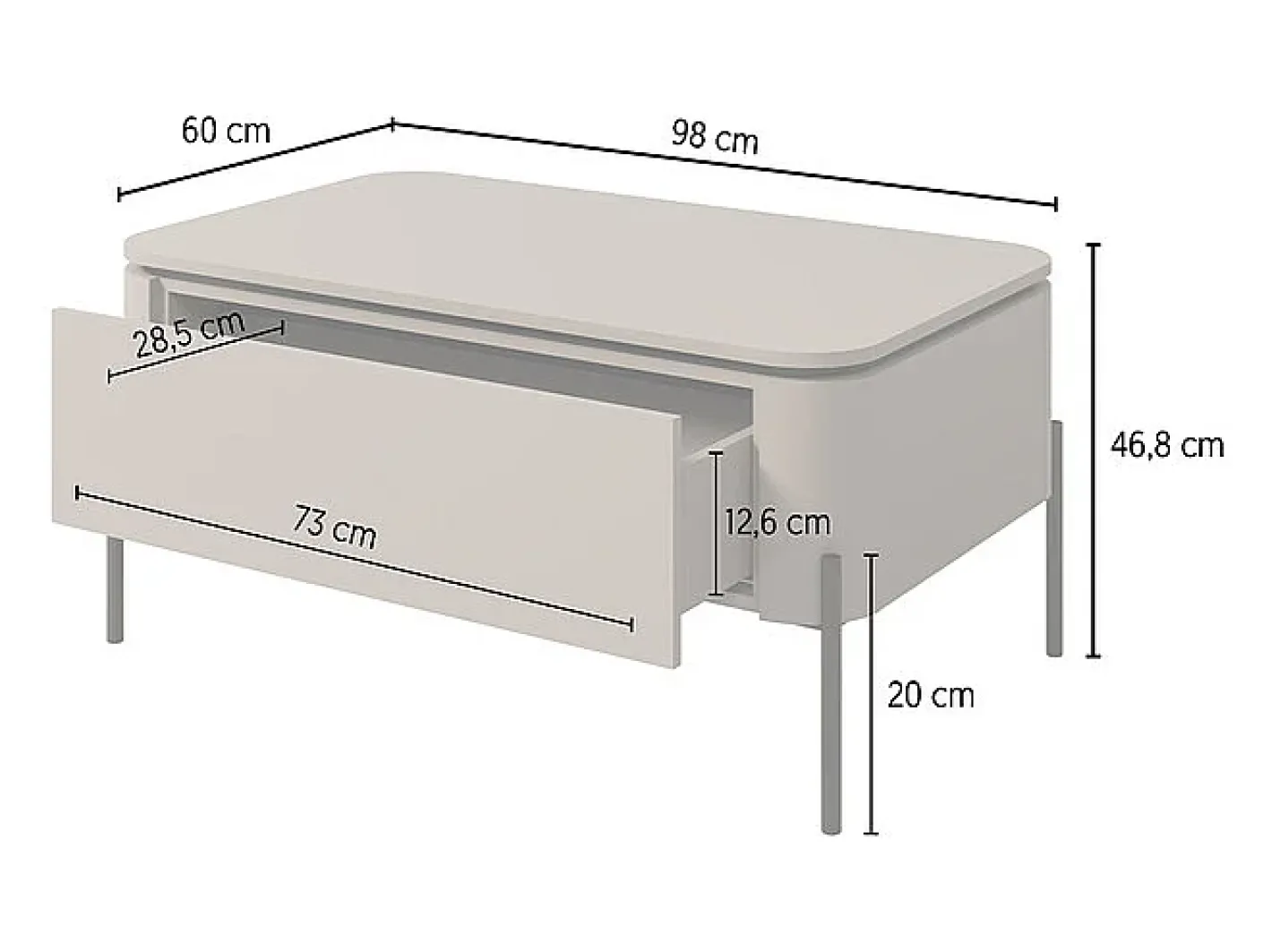 Outlet Mesa de centro 1 gaveta toupeira 46,8cm Mesa De Centro