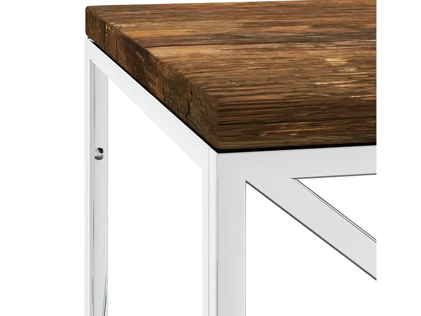 Mesa de centro | Mesa de apoio | Mesa de café aço inoxidável e madeira recuperada maciça^ Best