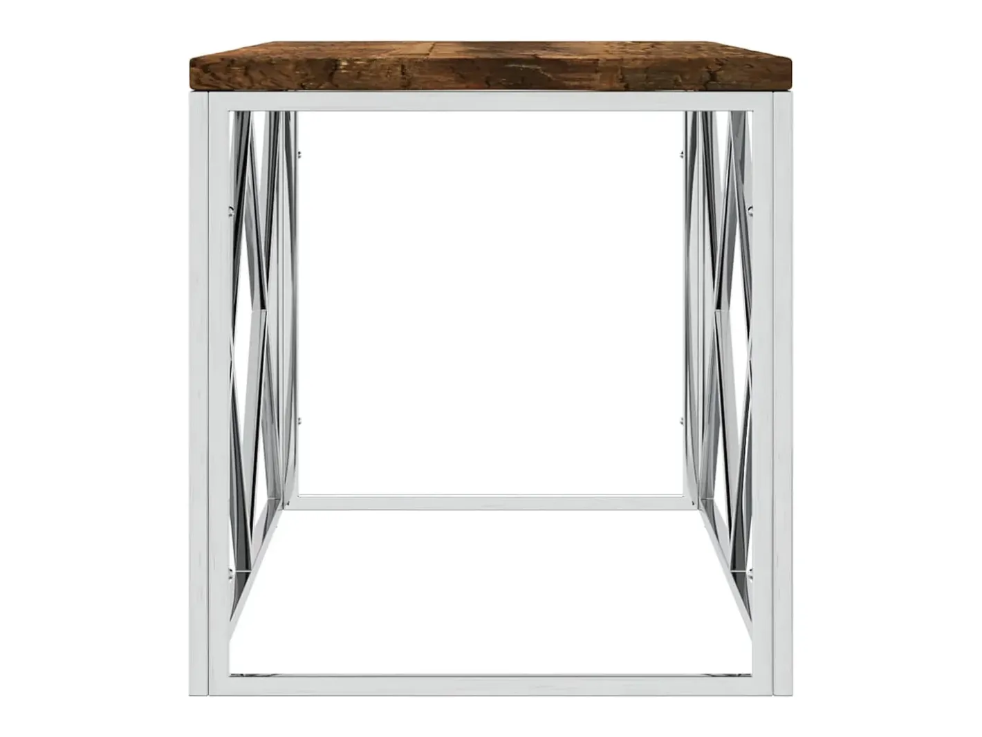 Mesa de centro | Mesa de apoio | Mesa de café aço inoxidável e madeira recuperada maciça^ Best