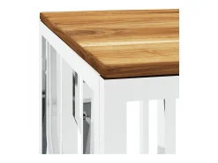 Mesa de centro | Mesa de apoio | Mesa de café aço inoxidável/madeira de acácia maciça^