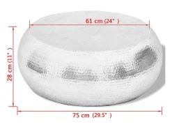 Mesa de centro | Mesa de apoio martelada em alumínio^ Best