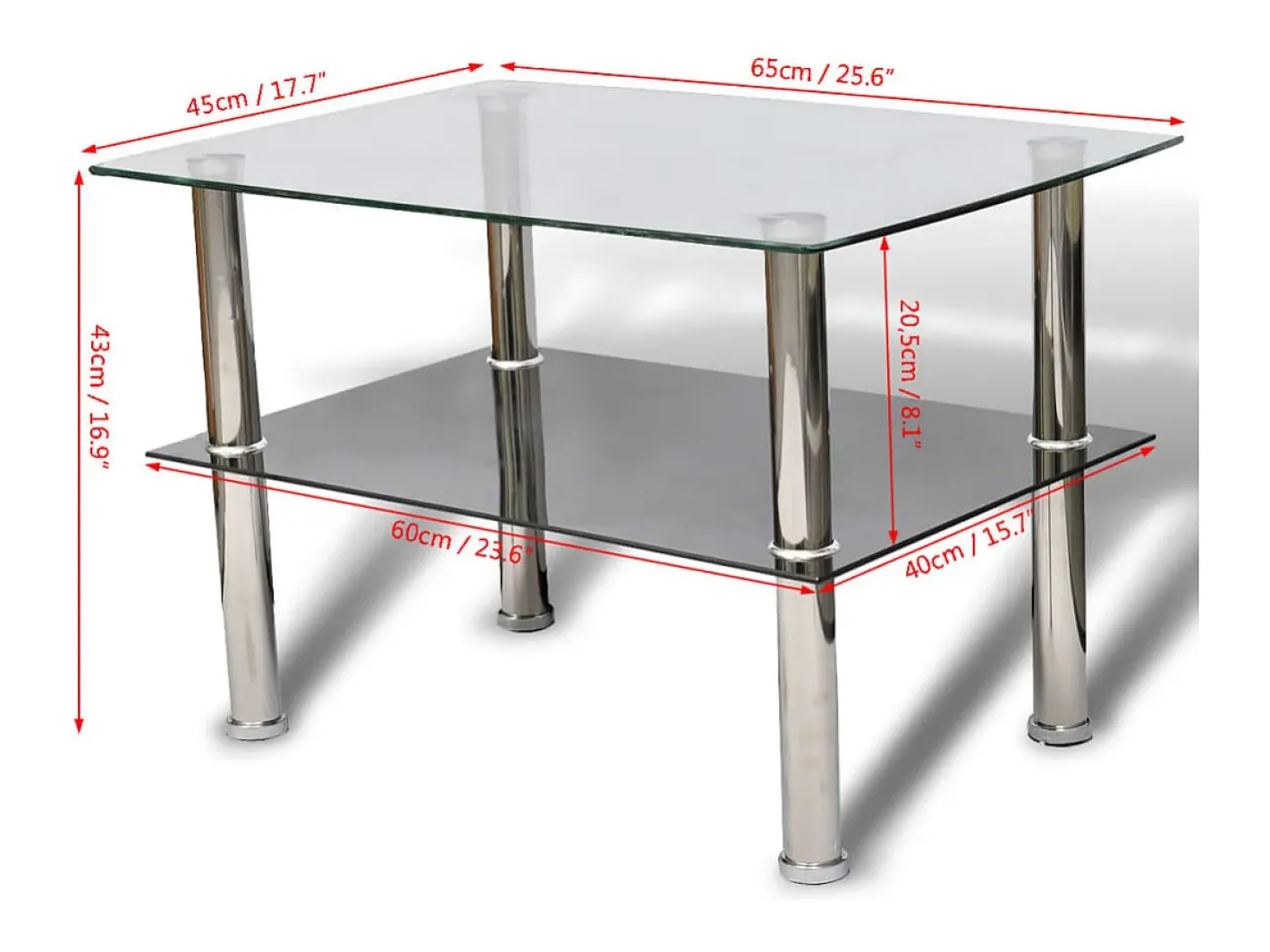 Mesa de centro | Mesa de apoio | Mesa de café em vidro.2 camadas^ New