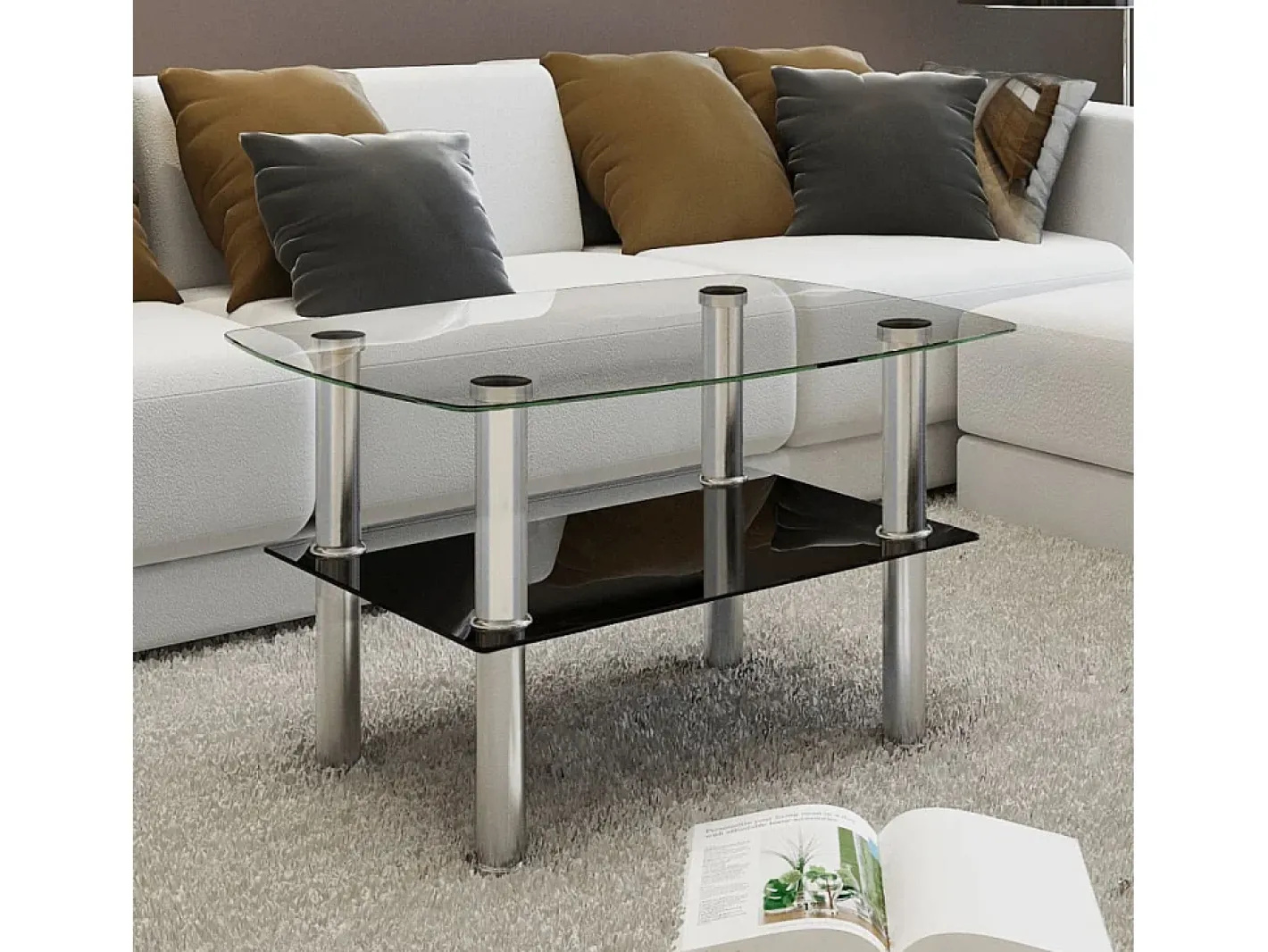 Mesa de centro | Mesa de apoio | Mesa de café em vidro.2 camadas^ New