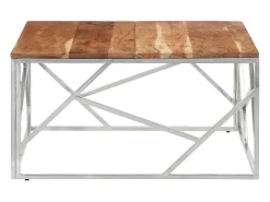 Mesa de centro | Mesa de apoio | Mesa de café aço inoxidável/madeira de acácia maciça* New