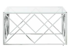 Mesa de centro | Mesa de apoio | Mesa de café 80x80x40 cm aço inoxidável e vidro* Discount
