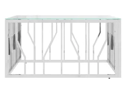 Mesa de centro | Mesa de apoio | Mesa de café 80x80x40 cm aço inoxidável e vidro^