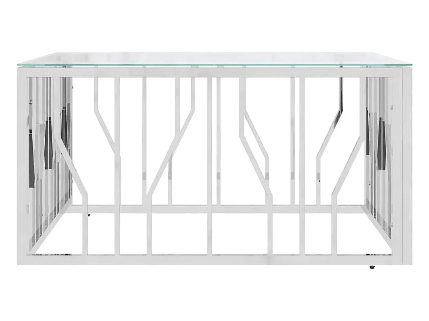 Mesa de centro | Mesa de apoio | Mesa de café 80x80x40 cm aço inoxidável e vidro^