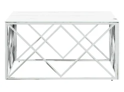 Mesa de centro | Mesa de apoio | Mesa de café 80x80x40 cm aço inoxidável e vidro^ Clearance