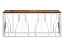 Mesa de centro | Mesa de apoio | Mesa de café aço inoxidável e madeira recuperada maciça* Discount