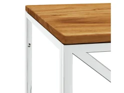 Mesa de centro | Mesa de apoio | Mesa de café aço inoxidável e madeira de acácia maciça* Best