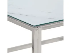 Mesa de centro | Mesa de apoio | Mesa de café aço inoxidável e vidro temperado^ Sale