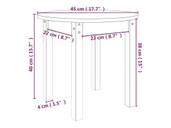 vidaxl Mesa De Centro*Mesa de centro Ø 45x40 cm madeira de pinho maciça Cinzento