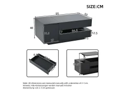 Mesa de centro ajustável 95×50×34,5 cm - Acabamento brilhante - 1 gaveta e 1 porta - Iluminação LED -*ModernLuxe Hot