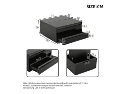 Mesa de centro ajustável 70×70×38 cm - com fita LED - com 1 gaveta e porta basculante -^ModernLuxe