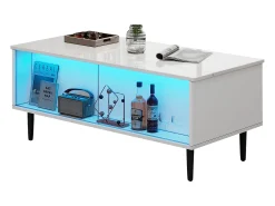 Mesa de centro ajustável 105×50×43 cm - com iluminação LED - tampo de vidro temperado -^ModernLuxe Online