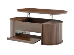 Mesa de centro ajustável 110×55,5×40 cm - laterais curvos - com 1 gaveta - MDF - marrom*ModernLuxe Clearance