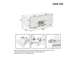 Mesa de centro ajustável em altura 100x45x43 cm - Com 2 gavetas e iluminação LED - Superfície brilhante - Painéis de partículas -*ModernLuxe Outlet