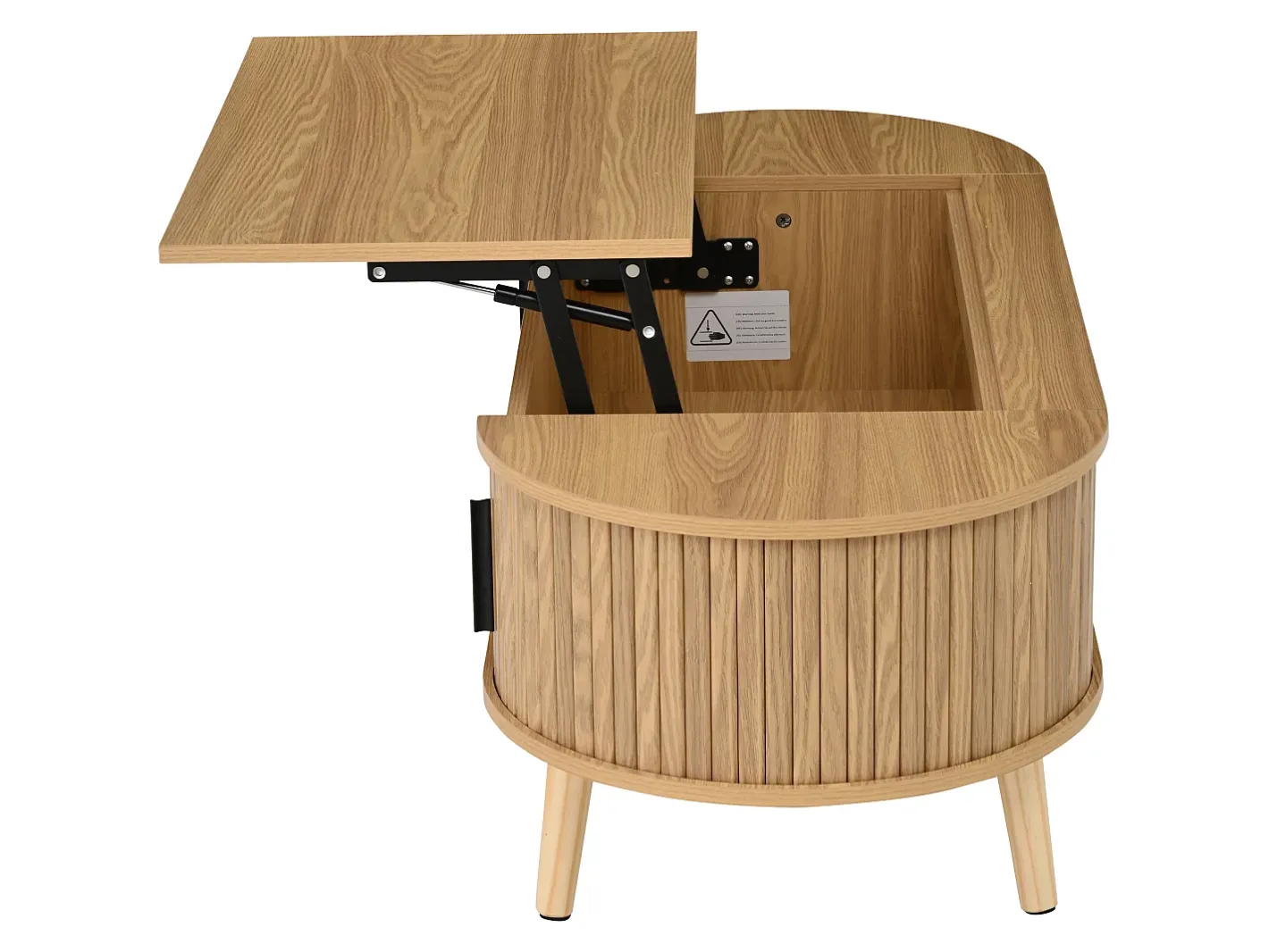Online Mesa de centro ajustável em altura 120x50x39,5 cm - 2 portas - Armazenamento oculto - Pés de madeira maciça - Natural Mesa De Centro