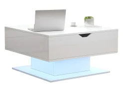 Mesa de centro ajustável em altura 80x77x40 cm - Design de alto brilho - Com iluminação LED - Armazenamento semiaberto -^ModernLuxe Discount