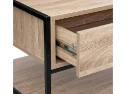 Mesa de Centro Aliaj 1 Gaveta Aço Industrial Preto/Carvalho Claro 100x50 cm^5five Hot