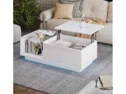 Mesa de centro alto brilho - altura ajustável - com armazenamento + prateleiras -^ModernLuxe Sale