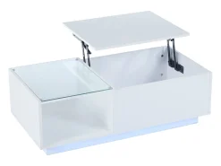 Mesa de centro alto brilho - altura ajustável - com armazenamento + prateleiras -^ModernLuxe Sale