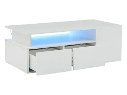 Mesa de centro alto brilho 100×50×35 cm - com iluminação LED - 2 gavetas - 3 compartimentos -^ModernLuxe Sale