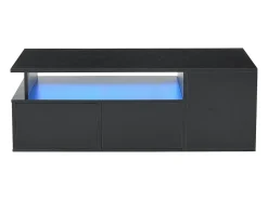 Hot Mesa de centro alto brilho 100×50×35 cm - com iluminação LED - 2 gavetas - 3 compartimentos - Mesa De Centro